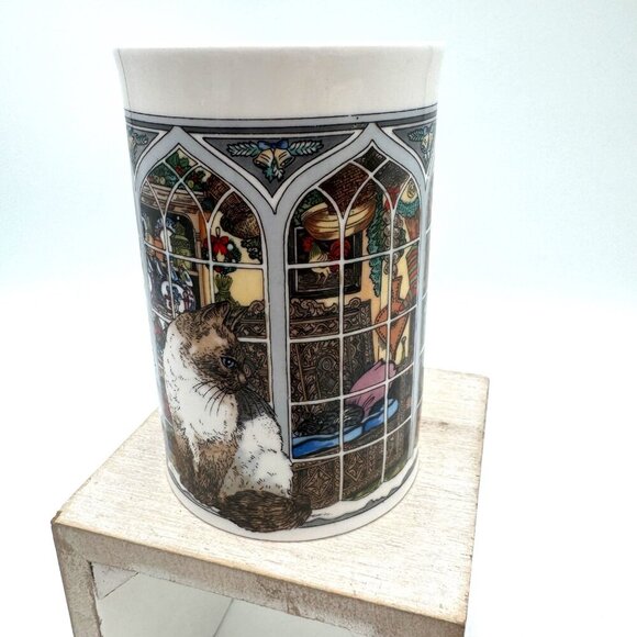 Christmas Cats Siamese Tabby Sue Scullard Mug Dunoon made in England - Picture 2 of 10